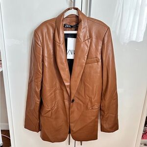 Zara Tan Faux Leather Jacket